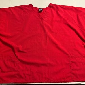 Unisex Cherokee Workwear Scrub top  Red V-Neck, 3 pocket NWOT
